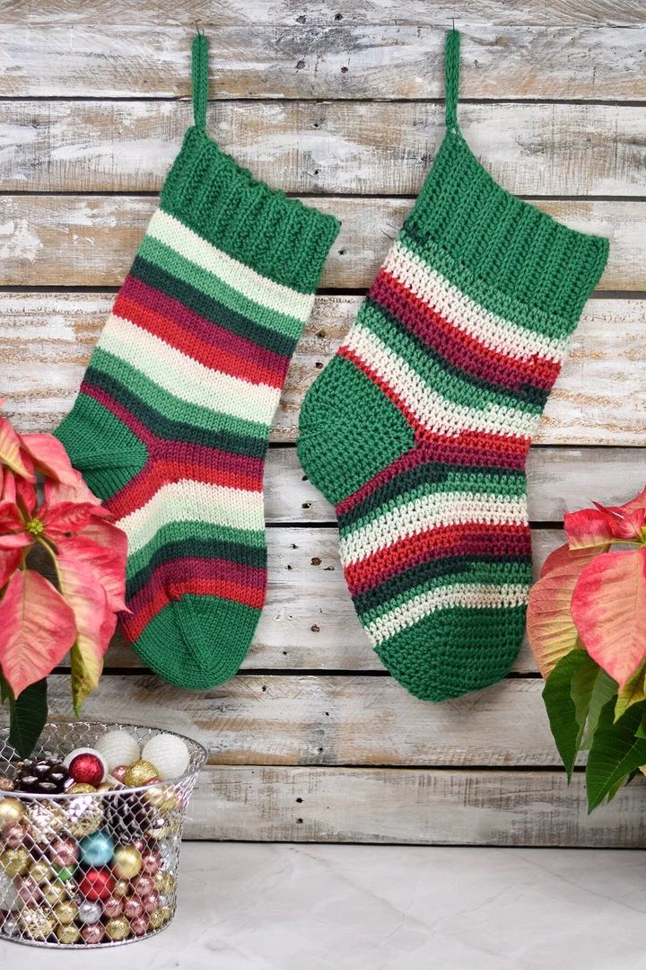 Universal Yarn Poinsettia Christmas Stocking Kit - Knit OR Crochet